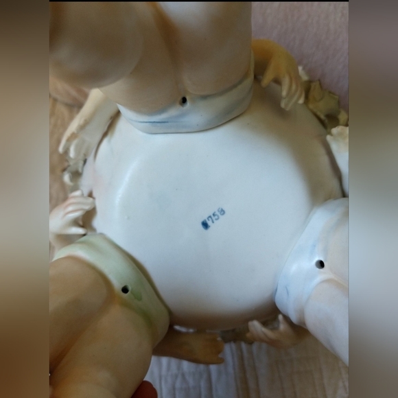 MidCentury Vintage Lenwile Ardalt Porcelain Artware Japan Cherubs W/Planter Vase - Picture 10 of 10